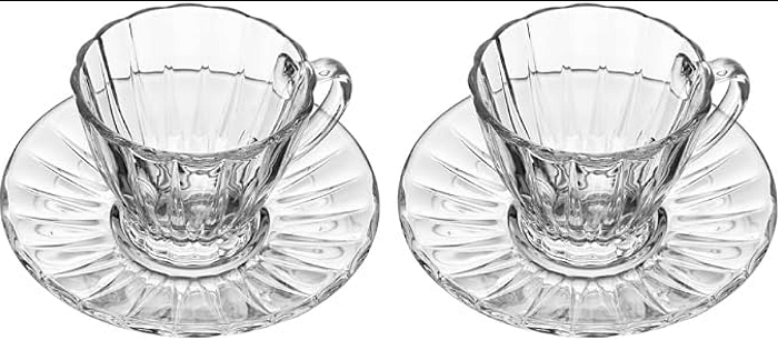 CONJUNTO 2 XICARAS PARA CHA DE CRISTAL DE CHUMBO COM PIRES - LYOR