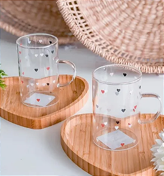 CANECA DE VIDRO RESISTENTE AO CALOR LOVE - 280ML - LYOR