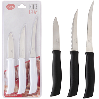 JOGO COM 3 FACAS DE COZINHA - CLINK