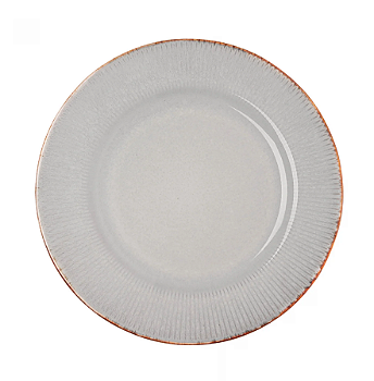PRATO PARA SOBREMESA DE CERAMICA LINEAR CINZA 20CM - LYOR