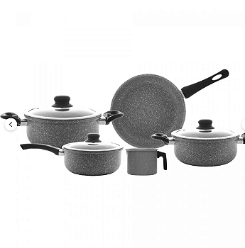 Conjunto 5 Panelas de Indução Granilite Cinza Alumínio com Revestimento Cerâmico - Wolff