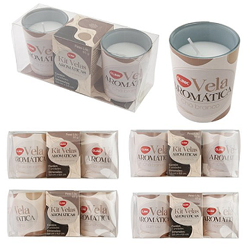 KIT COM 2 VELAS AROMÁTICAS MICROCRISTALINAS 6X5CM AROMAS SORTIDOS - CLINK