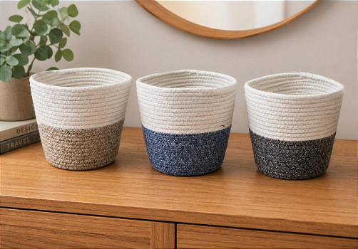 CESTO DECORATIVO ORGANIZADOR MULTIUSO DE POLIÉSTER KALEB 24X18X20CM CORES SORTIDAS - TOKYO DESIGN