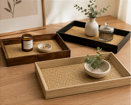 BANDEJA DECORATIVA RETANGULAR MDF E VIDRO 30X17CM CORES SORTIDAS - TOKYO DESIGN