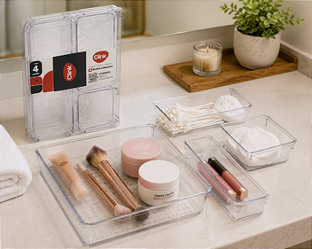 KIT COM 4 ORGANIZADORES MULTIUSO PARA GAVETAS CLOSET - CLINK