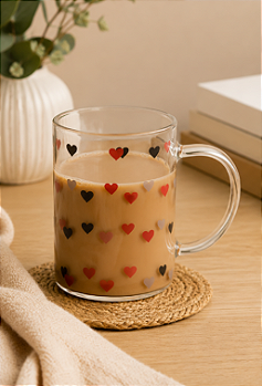 CANECA DE VIDRO RESISTENTE AO CALOR LOVE 200ML - LYOR