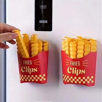 KIT COM 6 PRENDEDORES DE EMBALAGEM MAGNÉTICO BATATA FRITA - LYOR