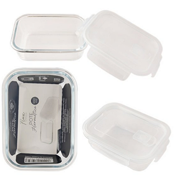 POTE HERMÉTICO DE VIDRO RETANGULAR 650ML 17X12CM - FLASHGOODS
