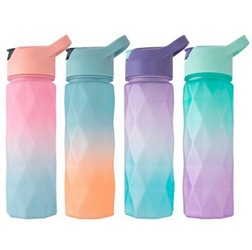GARRAFA DE PLÁSTICO COM TAMPA E CANUDO 600ML - FLASHGOODS