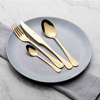 FAQUEIRO 24 PEÇAS DE AÇO INOX POSITANO DOURADO - LYOR