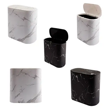 LIXEIRA DE PLÁSTICO COM ESTAMPA MARMORIZADA 8,5 LITROS 29X15CM - CLINK