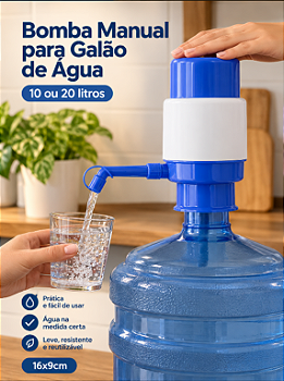 BOMBA MANUAL PARA GALÃO DE ÁGUA DE 10 OU 20 LITROS - CLINK