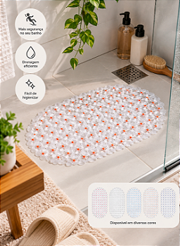 TAPETE ANTIDERRAPANTE DE VENTOSA 65X35CM CORES SORTIDAS - CLINK