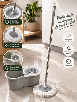 MOP ESFREGÃO SPIN 360º 8 LITROS 39X22X17CM - CLINK