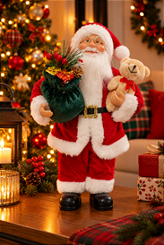 BONECO DECORATIVO DE NATAL PAPAI NOEL VERMELHO 30CM - MULTIART