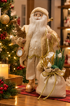 BONECO DECORATIVO DE NATAL PAPAI NOEL DOURADO 45CM - FLORARTE