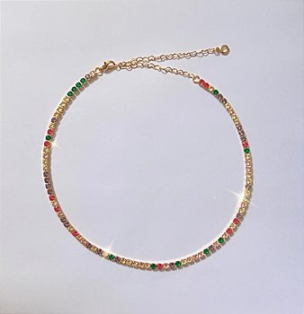 Colar Chocker Riviera de Zirconias Coloridas Candy 3mm - Semijoia Banhada a Ouro 18k