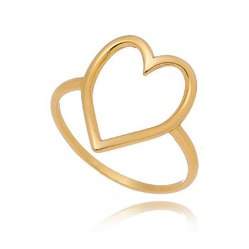 Anel Coração Colecionável Minimalista Vazado Delicado - Semijóia Banhada Ouro 18K