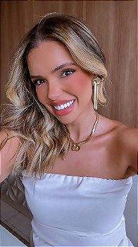 Conjunto Colar e Brinco Corrente Malha Lacraia/ Esteira Com Nó - Semijoia Banhada a Ouro18K