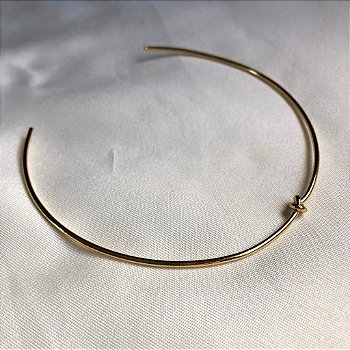 Aro/ Chocker /Gargantilha/Colar Nó Fino Liso - Semijoia Banhada Ouro 18 K