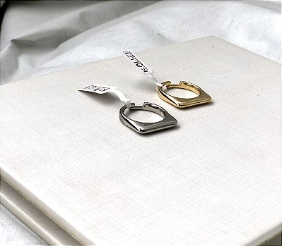 Anel Quadrado Fino Liso Ajustável Duo - Semijoia Banhada Ouro 18K  ou Ródio