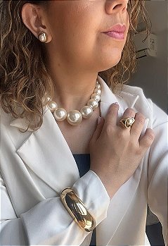 Colar Maxi Perola - Semijoia Banhada a Ouro 18K