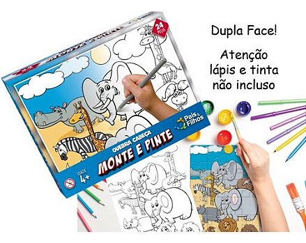 Quebra Cabeça Monte e Pinte - Safari