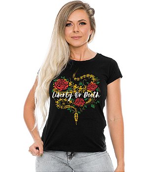 Camiseta Baby Look Feminina Liberty or Death Team Six Brasil