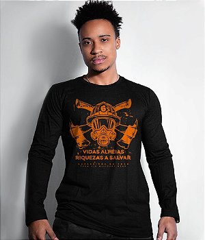 Camiseta Manga Longa Bombeiros Vidas Alheias Riquezas a Salvar Masculina Team Six Brasil