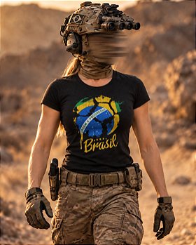 Camiseta Feminina Brasil Copa do Mundo Baby Look Team Six Brasil