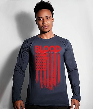 Camiseta Manga Longa Blood Is The Ink Of Freedom Masculina Team Six Brasil