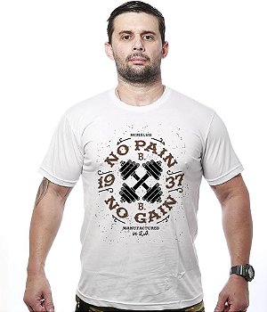 Camiseta Masculina Academia Iron No Pain No Gain Tático Militar TeamSix Brasil