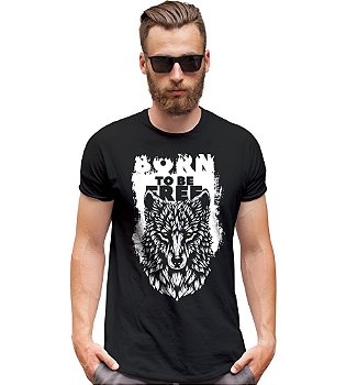 Camiseta Masculina Outdoor Wolf Born to be Free Tático Militar TeamSix Brasil