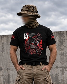 Camiseta Masculina Bushido 7 Princípios Compaixão Team Six Brasil Preta