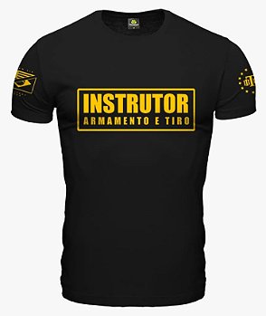 Camiseta Masculina Militar Instrutor de Tiro Preta Team Six