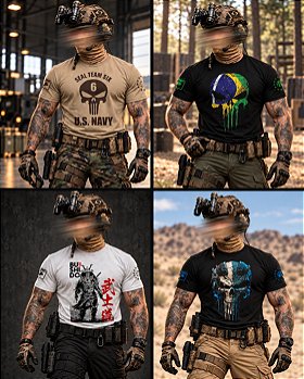Kit 4 Camisetas Masculinas Ronin Team Six Brasil