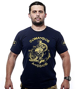 Camiseta Masculina Comandos Anfibios COMANF Gold Line Team Six Brasil