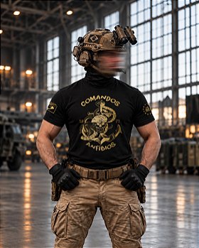 Camiseta Masculina Comandos Anfibios COMANF Gold Line Team Six Brasil