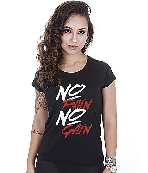 Camiseta Academia Baby Look Feminina No Pain No Gain II Team Six Brasil