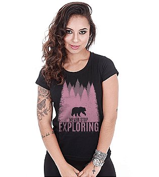 Camiseta Outdoor Baby Look Feminina Never Stop Exploring Team Six Brasil