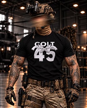 Camiseta Masculina Revolver Colt 45 Secret Box Team Six Brasil