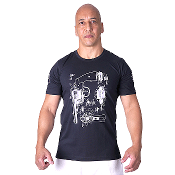 Camiseta Masculina Revolver Colt 45 Parts Secret Box Team Six Brasil