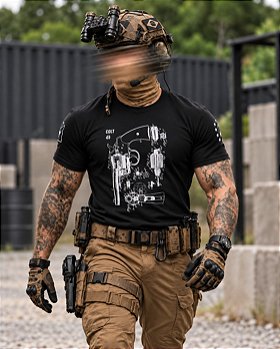 Camiseta Masculina Revolver Colt 45 Parts Secret Box Team Six Brasil