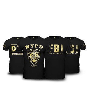 Kit 4 Camisetas Masculinas Pretas The Police Team Six