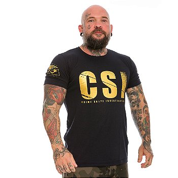 Camiseta Masculina CSI Crime Scene Investigation Gold Line Team Six Brasil