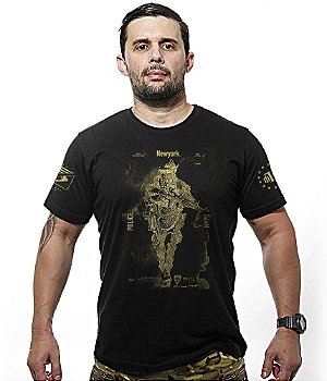 Kit 3 Camisetas Masculinas Pretas em Algodão NYPD Team Six Brasil