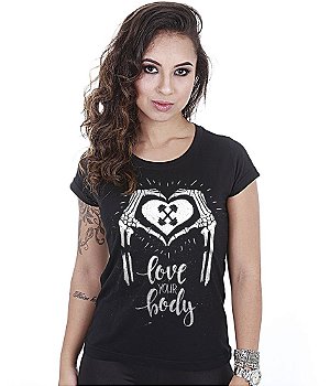 Camiseta Academia Baby Look Feminina Love Your Body Team Six Brasil