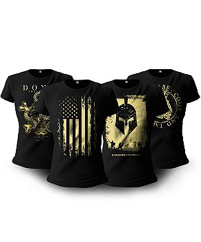 Kit 4 Camisetas Baby Look Feminina Soldiers Of Fortune Team Six Brasil