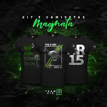 Kit 3 Camisetas Masculinas Magnata Team Six Brasil