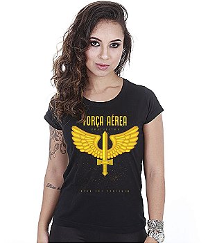 Camiseta Baby Look Feminina Força Aérea Brasileira Team Six Brasil
